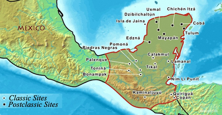 карта пирамид в Центральной Америке