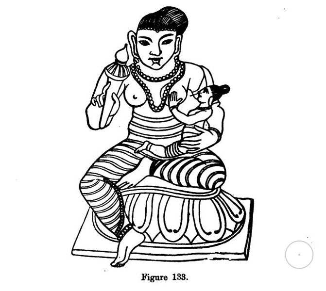 copied from Moor's Hindu, Pantheon, pi. ix., fig. 8. It represents Bhavhani, Maia, Devi, Lakshmi, or Kamala