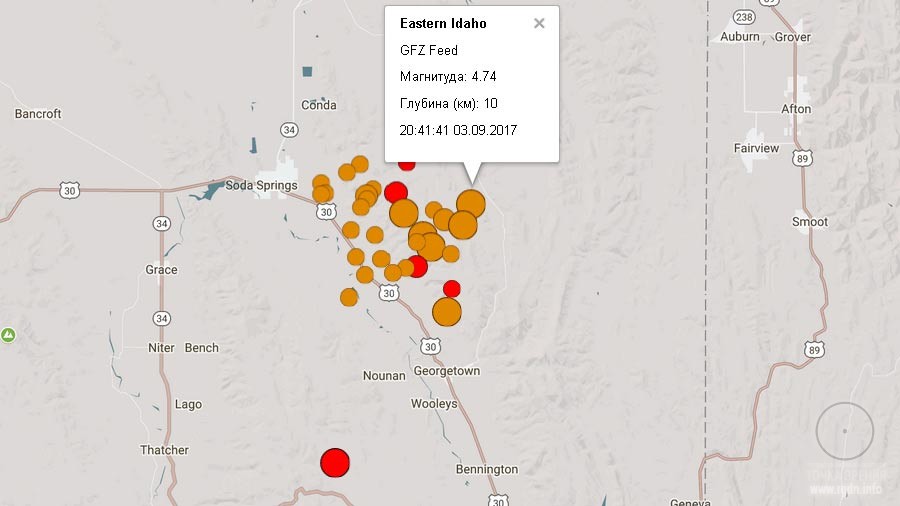 Землетрясения в Айдахо 3-4 сентября 2017