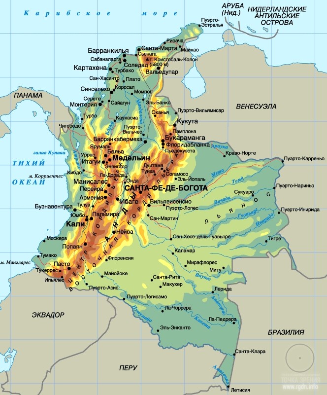 карта Колумбии