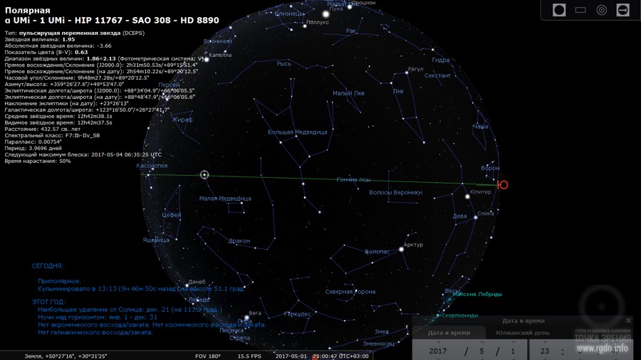 карта звездного неба программа, Полярная звезда