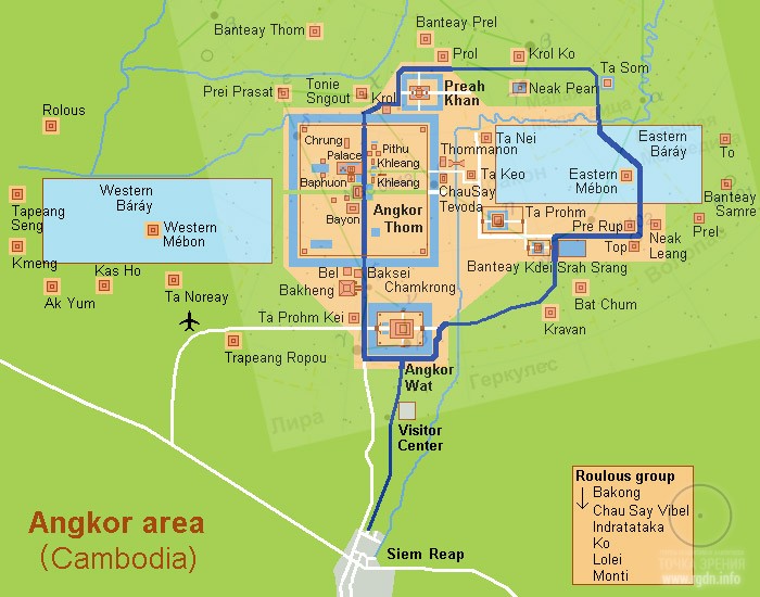 карта Ангкор-Вата и созвездия Дракона