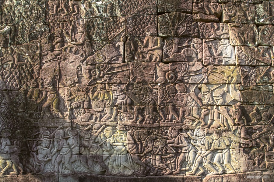 Ангкор-Ват, храм, стены, фрески, пано, фото, Камбоджа,