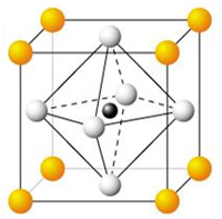 Строение молекулы перовскита, химическая формула - СаТiO3