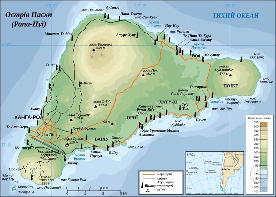 остров Пасхи, карта